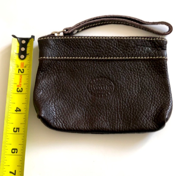 Roots Wristlet Zipper Pouch in Brown Pebbled Leather Excellent Condition unisex - Picture 7 of 7